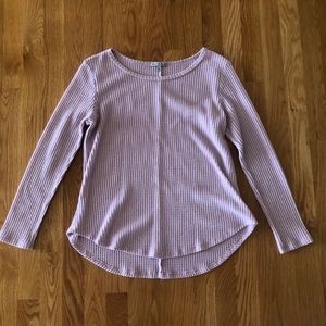 Waffle knit long sleeve top
